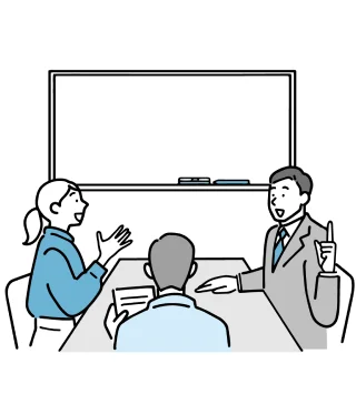会議室で打ち合わせをする人のイラスト