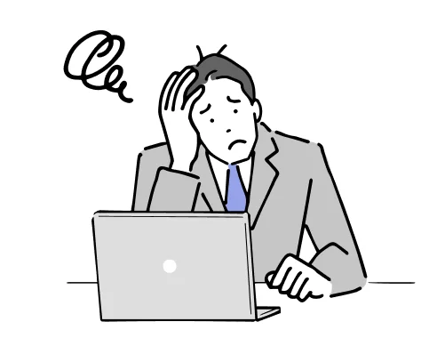 オフィスづくりのアイデアに悩む人のイラスト
