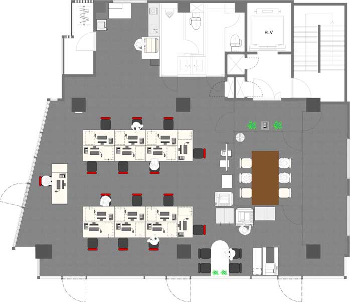 機能性のあるオフィスのレイアウト図