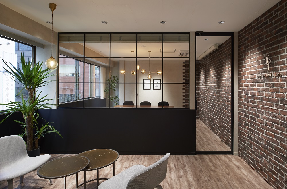 ブリックタイルを使ったブルックリンスタイルのカフェ風オフィスデザイン事例