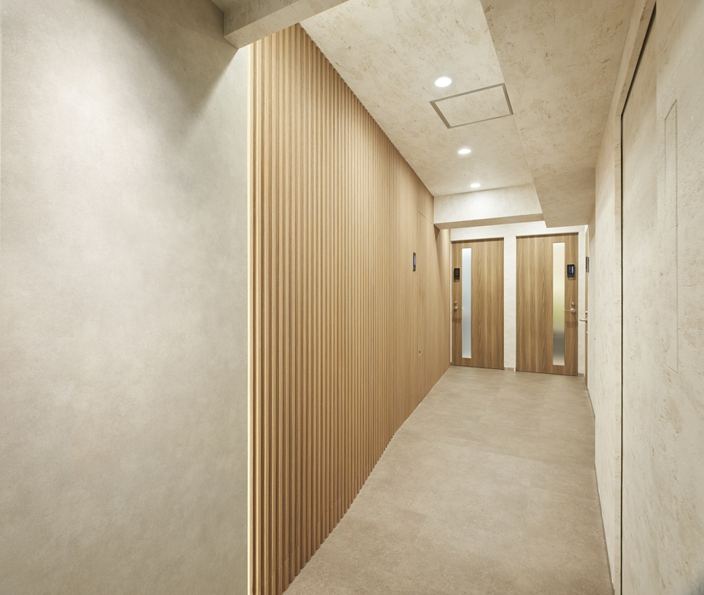 格子の壁面が特徴的な和モダン空間